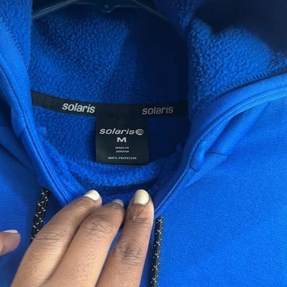 Solaris Men’s Pullover Blue Hoodie Size M Slim Kangaroo pocket - Picture 4 of 7